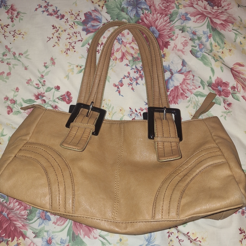 Elegant Vintage Y2K Tan Chunky Buckle Handbag